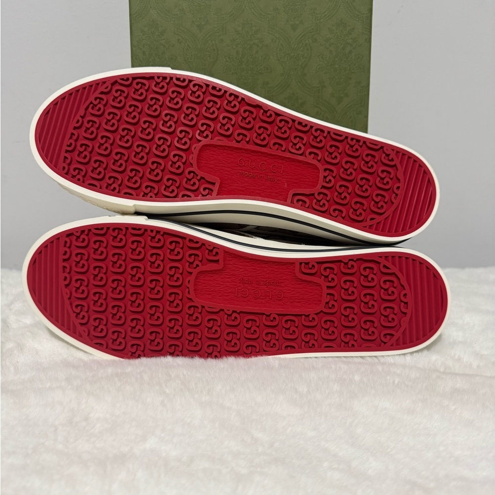 Gucci Brown/Beige GG Supreme Slip-On Sneakers - Picture 4 of 10